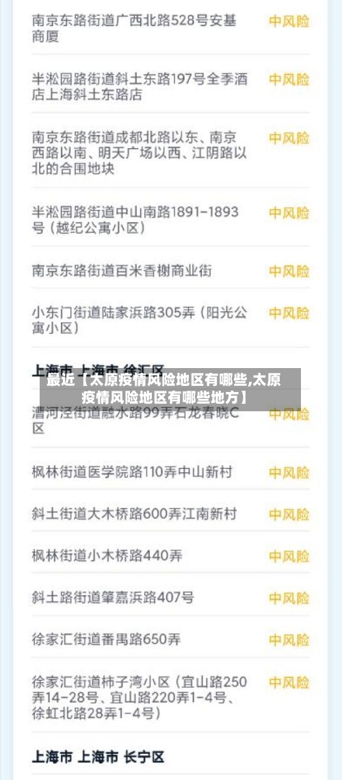 最近【太原疫情风险地区有哪些,太原疫情风险地区有哪些地方】