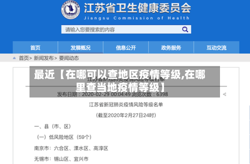 最近【在哪可以查地区疫情等级,在哪里查当地疫情等级】