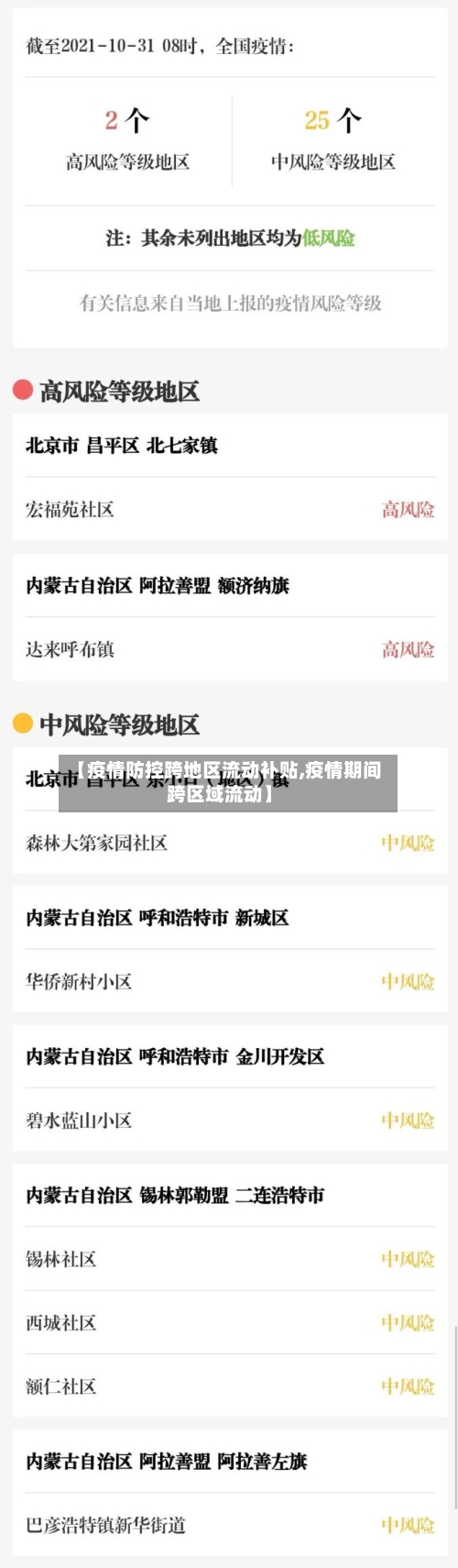 【疫情防控跨地区流动补贴,疫情期间跨区域流动】
