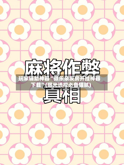 玩家辅助神器“微乐亲友房开挂神器下载”(曝光透视必备猫腻)