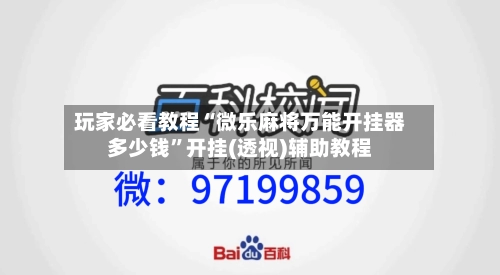 玩家必看教程“微乐麻将万能开挂器多少钱”开挂(透视)辅助教程-第3张图片