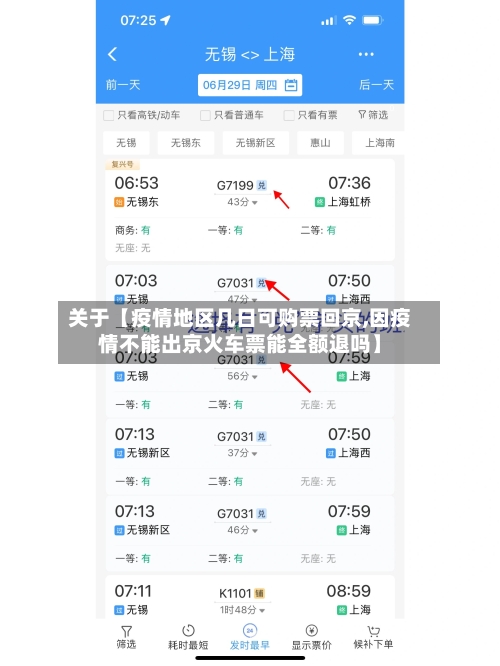 关于【疫情地区几日可购票回京,因疫情不能出京火车票能全额退吗】