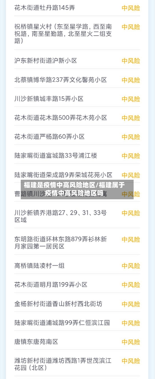 福建是疫情中高风险地区/福建属于疫情中高风险地区吗