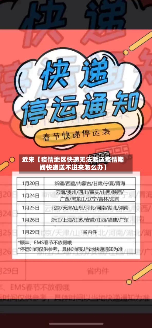 近来【疫情地区快递无法派送疫情期间快递送不进来怎么办】-第2张图片